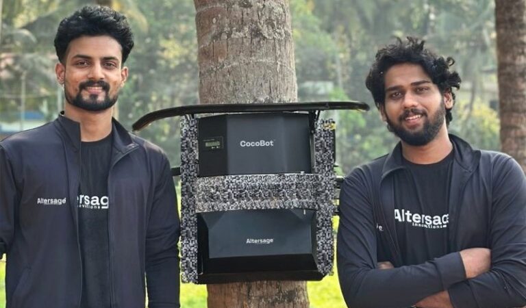 Coco-bot, Altersage Innovations, AI coconut harvester, coconut harvesting robot, Indian agritech, Kerala startup, Ashin P Krishna, coconut tree climber safety, Kozhikode startup, agri robotics, AI in agriculture, coconut farming India, Kerala agriculture, NABARD, Kerala Startup Mission, smart farming, AI harvest tech, agricultural innovation India, robot for coconut harvesting, Coco-bot features