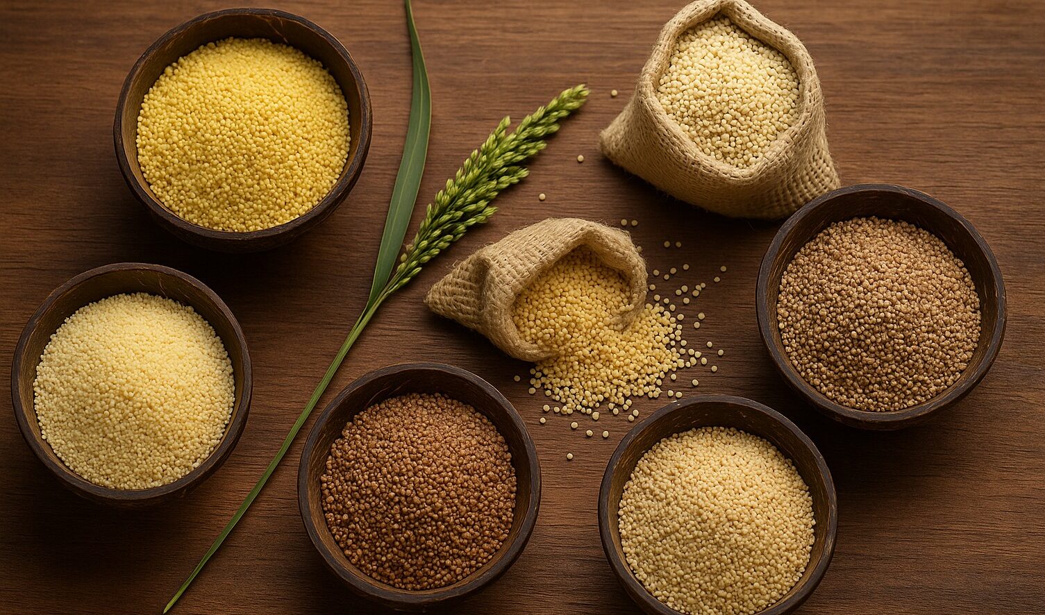 Positive Millets, India Millet Market, Millet Health Benefits, Siridhanya Millets, Foxtail Kodo Little Barnyard Browntop, Millet Farming India, Millet Superfoods