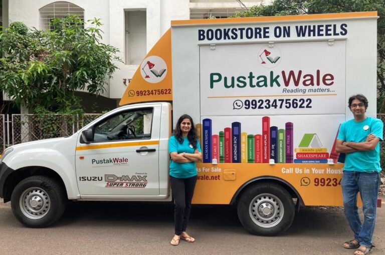 Pustakwale, Pune startups, mobile bookstore, Indian book culture, community reading, book exhibitions, Rutica Walambe, Ashay Walambe