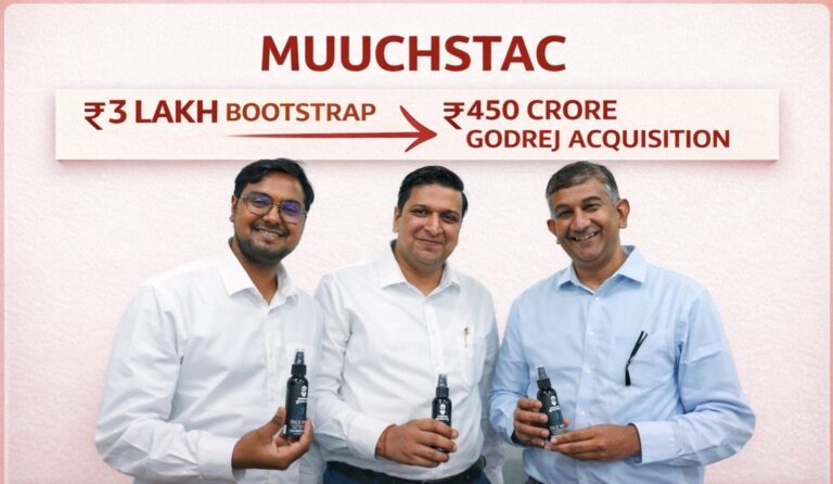 Muuchstac, Godrej Consumer Products, Vishal Lohia, Ronak Bagadia, men’s grooming, D2C brands India, bootstrapped startup, profitable startup, FMCG acquisition, startup success story, Indian entrepreneurs, face wash brand India, Ascendants exclusive