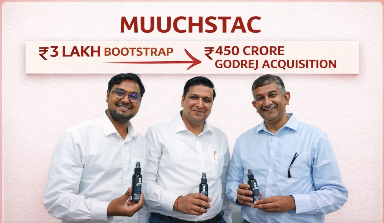 Muuchstac, Godrej Consumer Products, Vishal Lohia, Ronak Bagadia, men’s grooming, D2C brands India, bootstrapped startup, profitable startup, FMCG acquisition, startup success story, Indian entrepreneurs, face wash brand India, Ascendants exclusive
