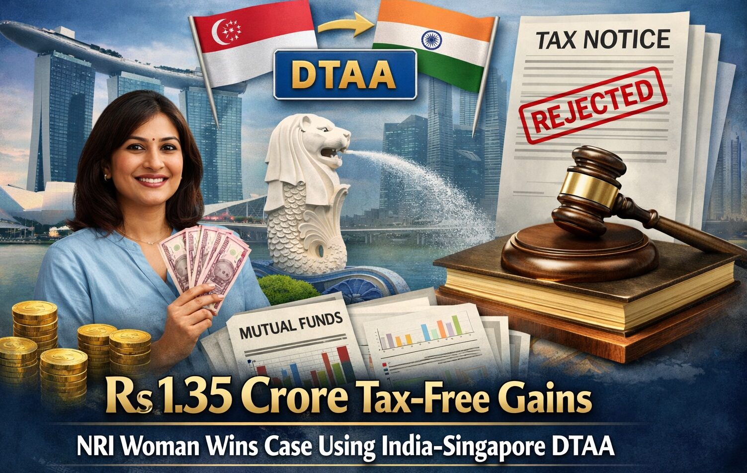 NRI tax, India-Singapore DTAA, mutual fund gains, ITAT Mumbai, capital gains exemption, cross-border taxation, tax relief, short-term gains