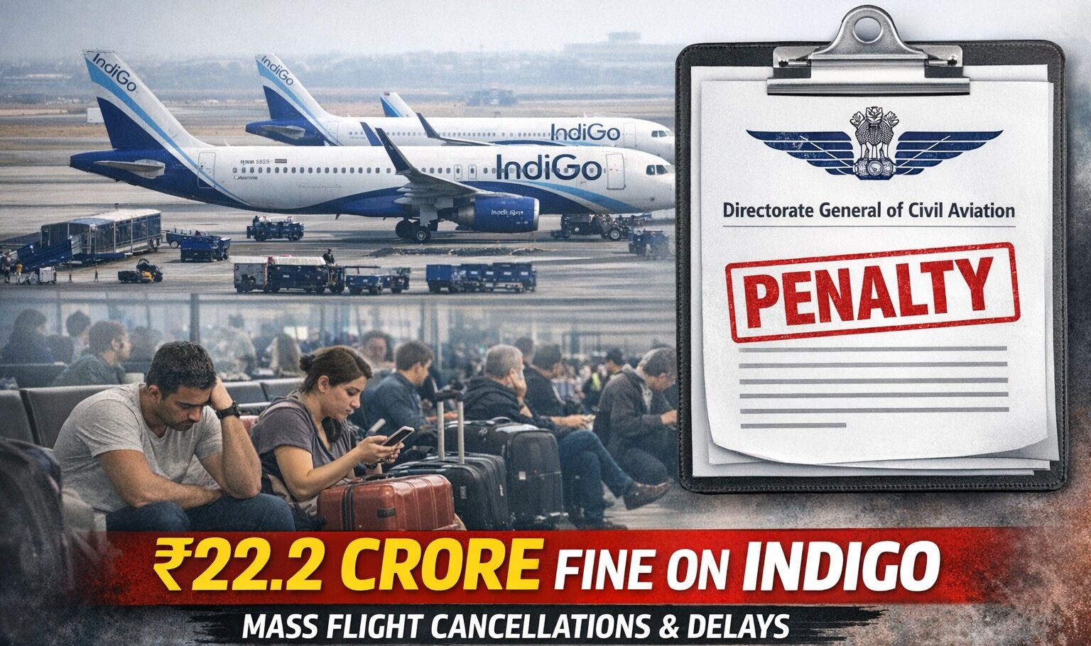 IndiGo, DGCA, Indian aviation, flight cancellations, flight delays, aviation regulation, airline penalty, civil aviation India, passenger disruption, MoCA