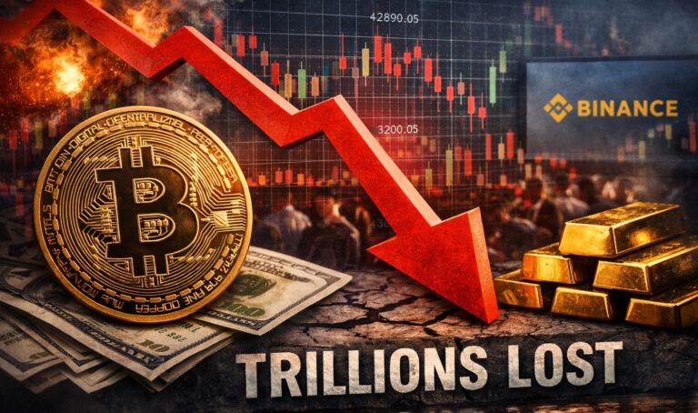 Bitcoin, cryptocurrency market, crypto crash, Bitcoin price fall, digital assets, market volatility, gold rally, Binance, Bitcoin ETFs, leveraged liquidations