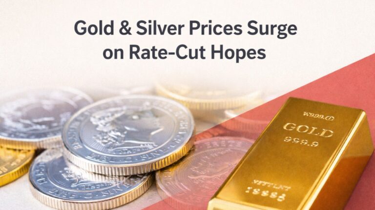 gold and silver prices, Gold prices today, Silver prices MCX, MCX gold futures, MCX silver futures, US retail sales data, Federal Reserve rate cuts, bullion market news, commodity market India, gold price news, silver market update