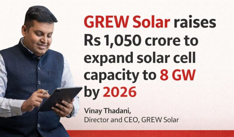 Vinay Thadani, GREW Solar, solar manufacturing India, renewable energy investment, Bay Capital investment, solar cell capacity expansion, India solar sector, Chiripal Group, solar industry news, clean energy India, solar expansion news