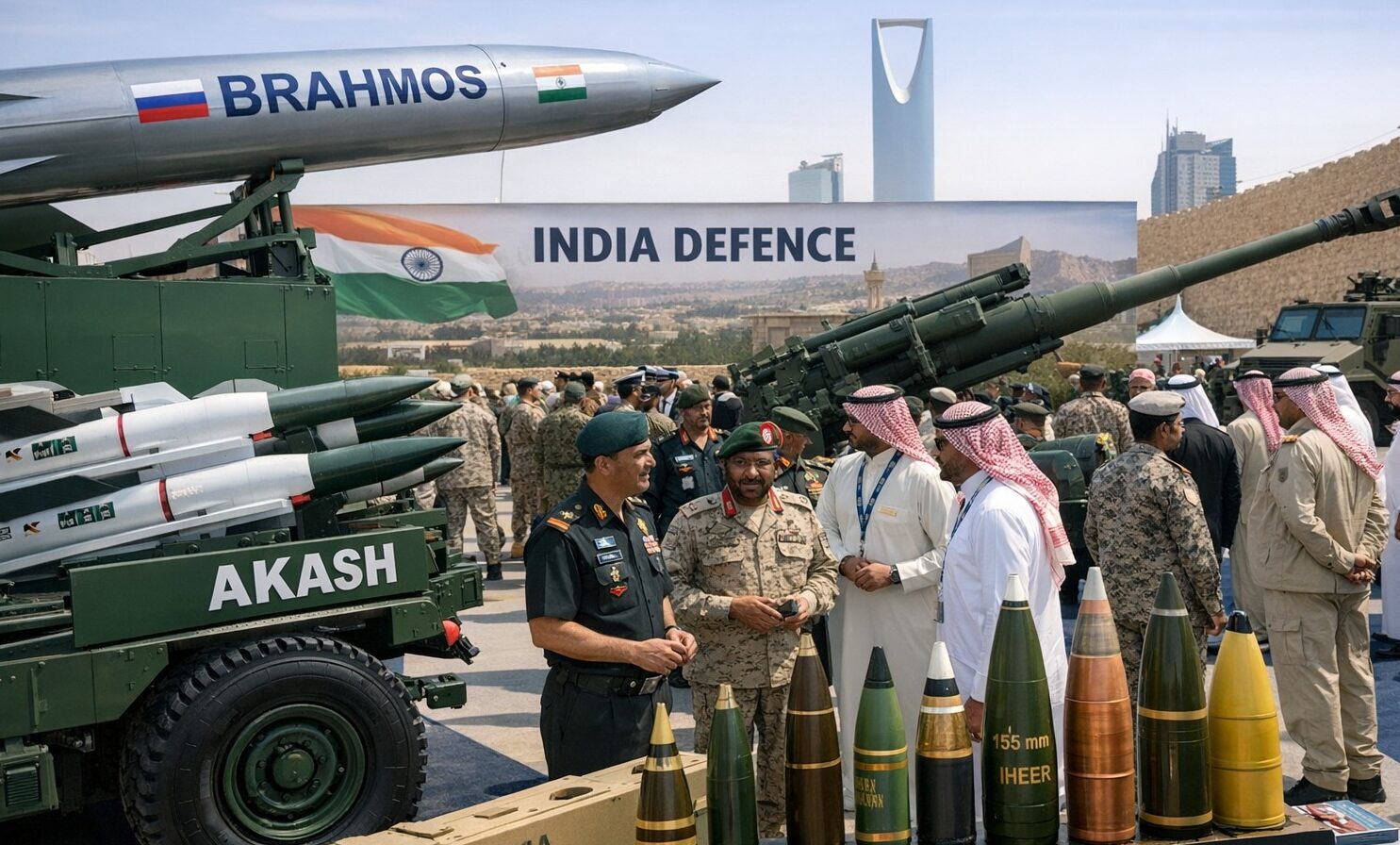 India defence exports, Saudi Arabia defence, BrahMos missile, Akash air defence, Indian defence industry, Riyadh defence exhibition, India Saudi ties