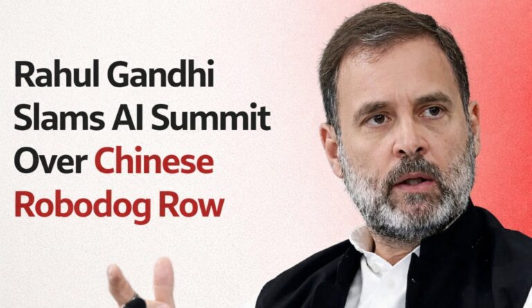 AI Impact Summit, Rahul Gandhi tweet, Congress AI summit, Galgotias University robodog, Unitree robodog, Chinese robots controversy, Ashwini Vaishnaw, AI politics India, tech showcase controversy, Indian AI narrative