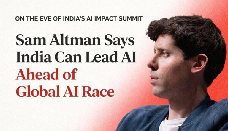 Sam Altman, OpenAI, AI Impact Summit 2026, India AI ecosystem, ChatGPT India users, Bharat Mandapam summit, Artificial Intelligence India, AI leadership India, Global AI race, AI adoption India
