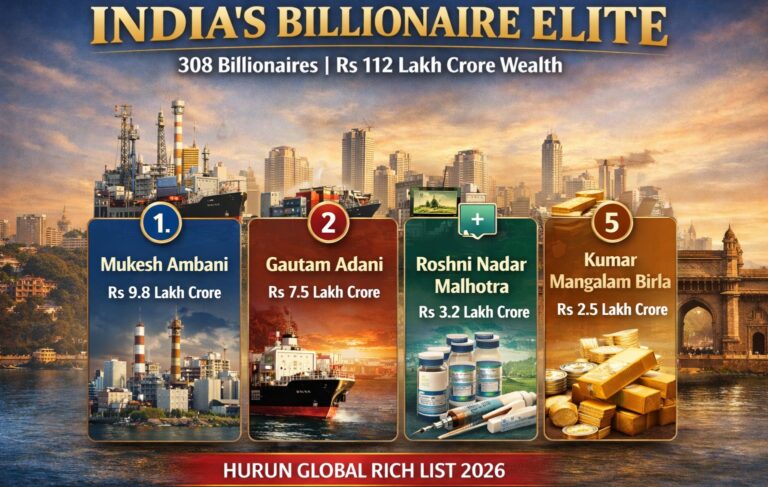 Hurun Global Rich List 2026, Mukesh Ambani, Gautam Adani, Roshni Nadar Malhotra, Cyrus Poonawalla, Kumar Mangalam Birla, India billionaires, richest Indians, Hurun report, Reliance Industries, Adani Group, HCL Technologies, Serum Institute of India, Aditya Birla Group