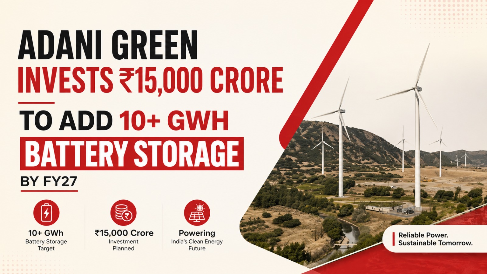 Adani Green, battery storage India, renewable energy India, energy storage, Adani Group, clean energy transition, solar power India, wind energy India, Khavda project, power sector India, grid stability, battery energy storage system