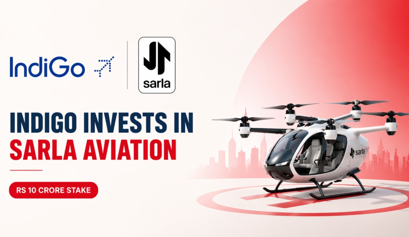 IndiGo, Sarla Aviation, flying taxi India, eVTOL India, Shunya aircraft, urban air mobility, IndiGo Ventures, Bengaluru air taxi, Indian aviation news, startup funding India, Accel, Binny Bansal, Nikhil Kamath, Sriharsha Majety