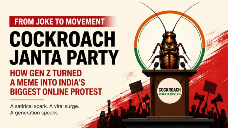 Cockroach Janta Party, Gen Z protest, Abhijeet Dipke, social media movement, viral political movement, India youth politics, meme politics India, CJI Surya Kant remarks, Instagram viral movement, youth unemployment India, digital protest India, Gen Z activism, internet culture India, political satire India, online protest movement, Indian social media trends, viral Instagram pages, youth frustration India, meme culture politics, Indian politics news