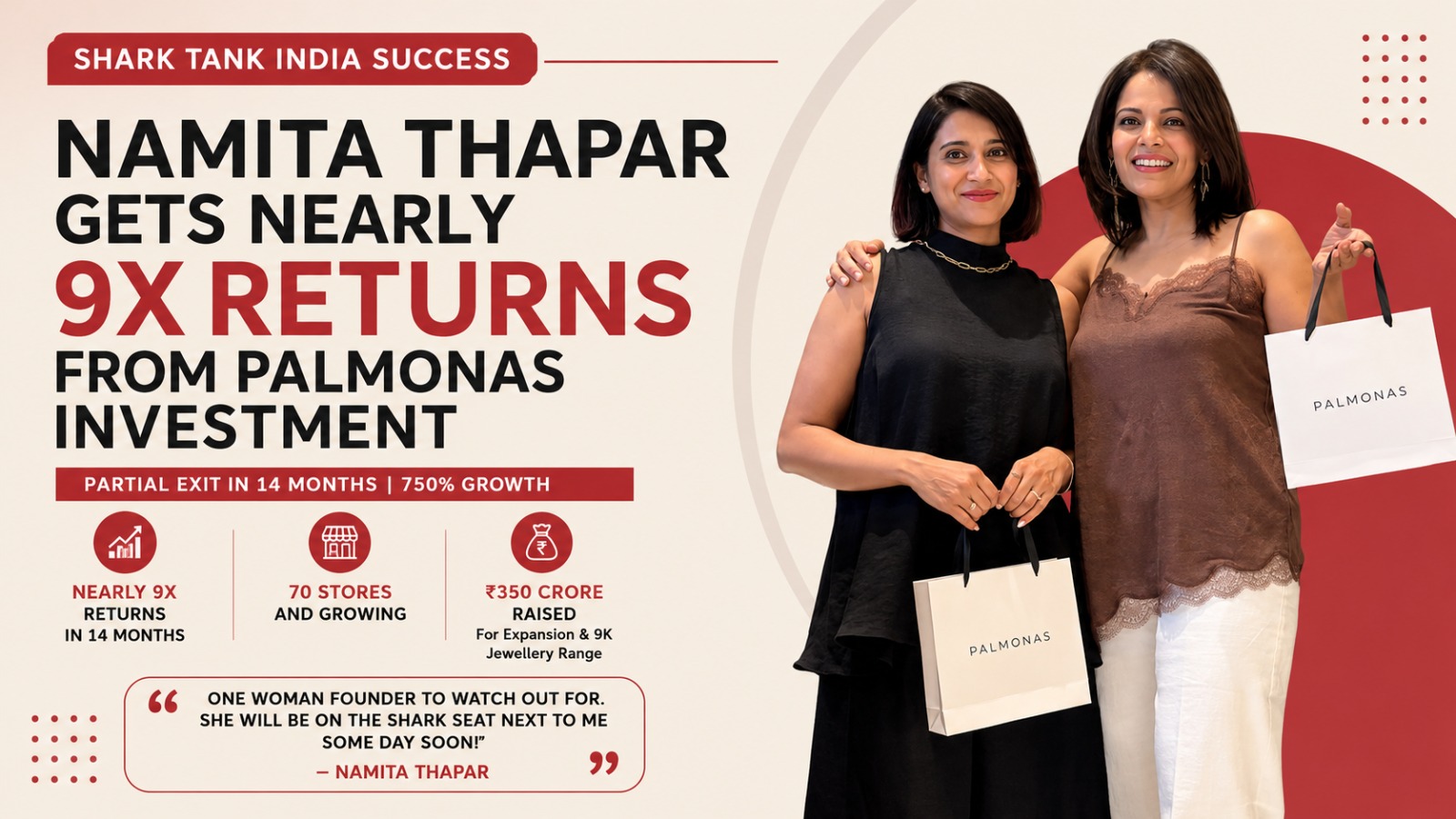 Namita Thapar, PALMONAS, Shark Tank India, Pallavi PALMONAS, PALMONAS funding, Namita Thapar investment, Shark Tank India Season 4, demi fine jewellery, Indian startup news, startup funding, women entrepreneurs India, jewellery startup India, Arth by Emcure, consumer brands India, startup success story