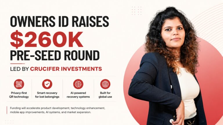 Owners ID, Crucifer Investments, startup funding, pre-seed funding, recovery-tech startup, QR technology, AI recovery systems, Indian startups, tech startups India, smart recovery platform, Jesintha Louis, lost and found technology, consumer tech, startup news, funding news