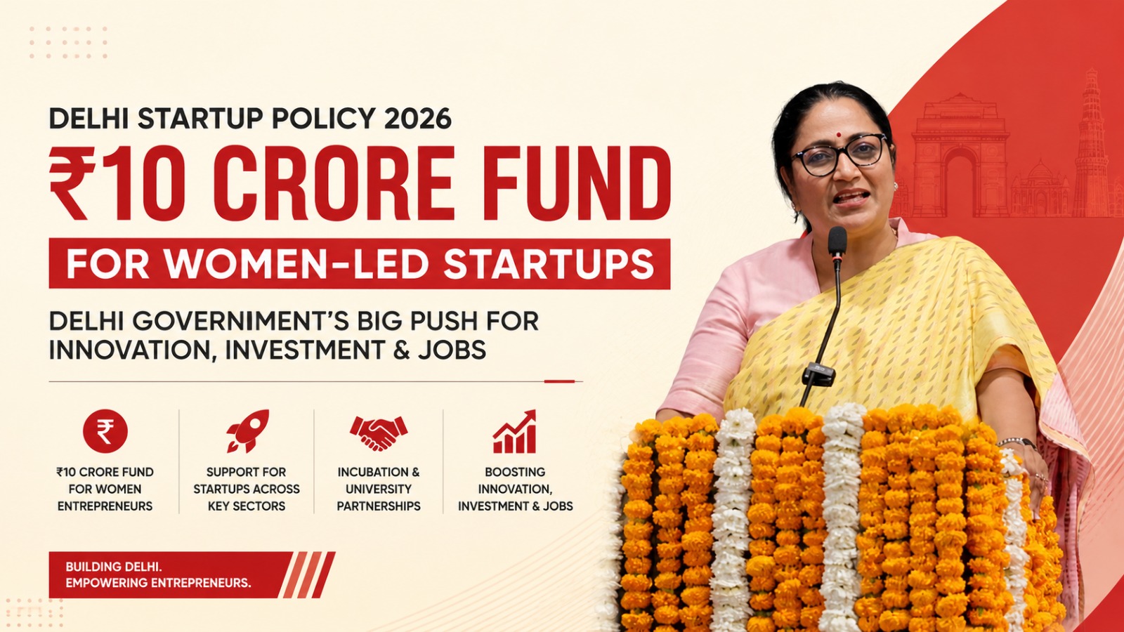 Delhi Startup Policy, Rekha Gupta, women-led startups, Delhi startups, startup policy India, women entrepreneurs India, Delhi government startup fund, startup ecosystem Delhi, AI startups India, fintech startups Delhi, deep tech startups, clean energy startups, startup funding India, incubation centres Delhi, startup news India