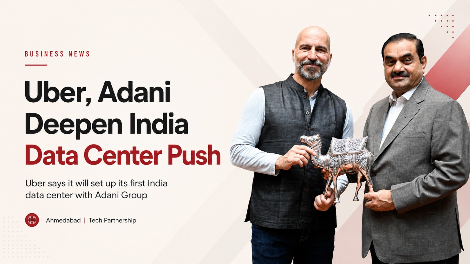 Uber India data center, Adani Group, Dara Khosrowshahi, Gautam Adani, Uber Adani partnership, India innovation hub, Uber technology India, Ahmedabad business news