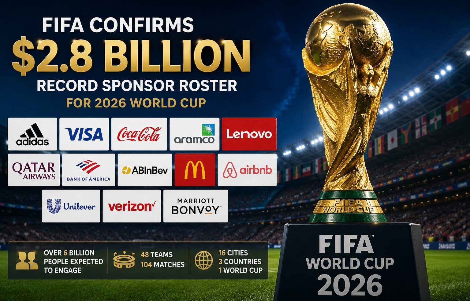 FIFA Secures Record $2.8 Billion Sponsorship Revenue For 2026 World Cup