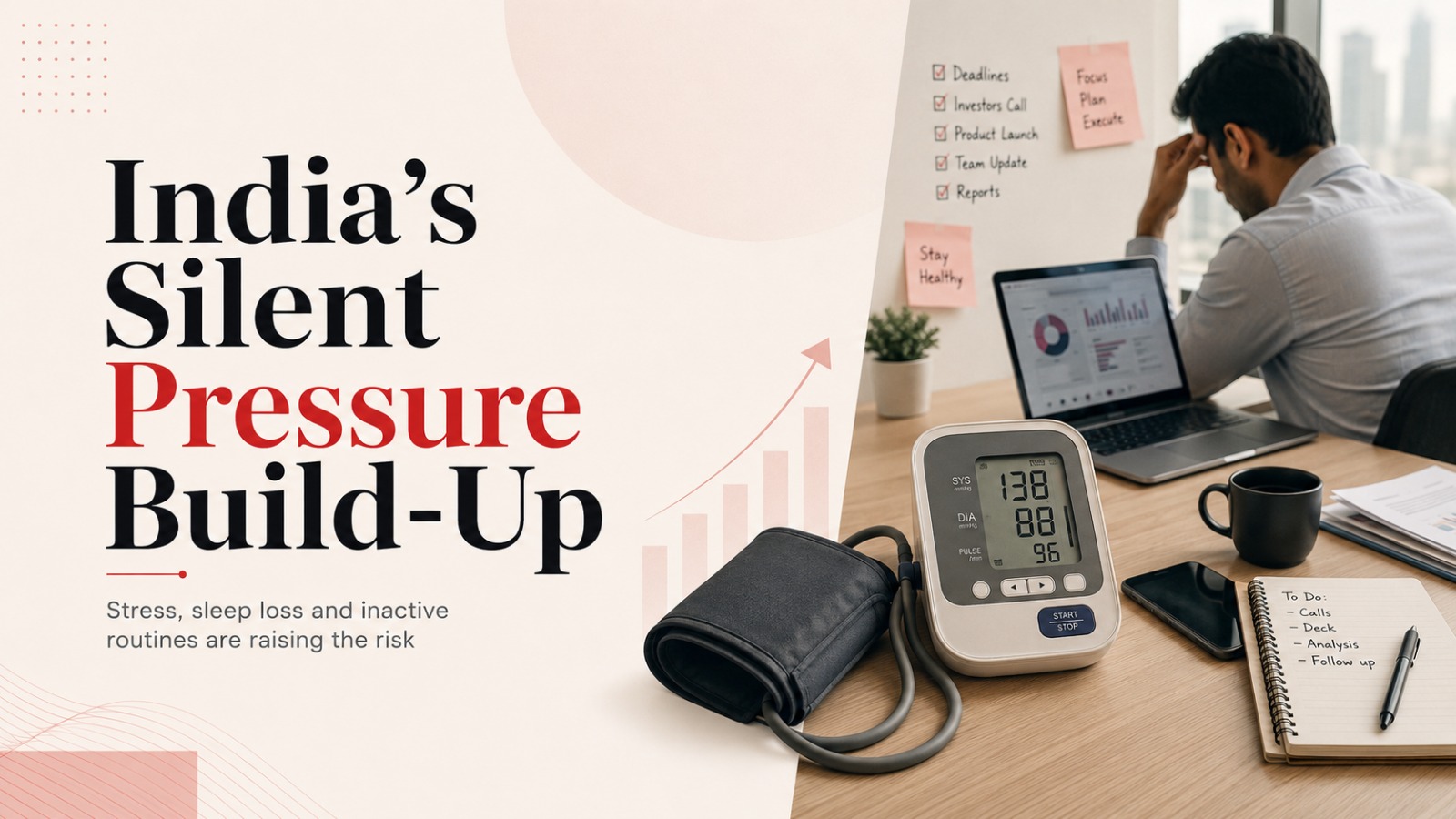 High Blood Pressure in India, NFHS-6, Hypertension in India, Startup Work Stress, Workplace Health, Poor Sleep, Physical Inactivity, Lifestyle Diseases, Non-Communicable Diseases, India Health News