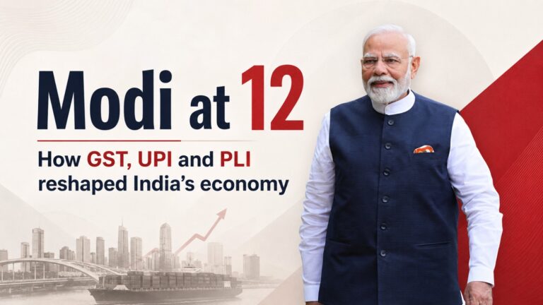 PM Modi, Narendra Modi, Modi 12 years, India economy, GST, UPI, PLI, IBC, Digital India, economic reforms, Modi government, Indian economy, manufacturing, infrastructure, Direct Benefit Transfer, Make in India, financial inclusion, policy reforms