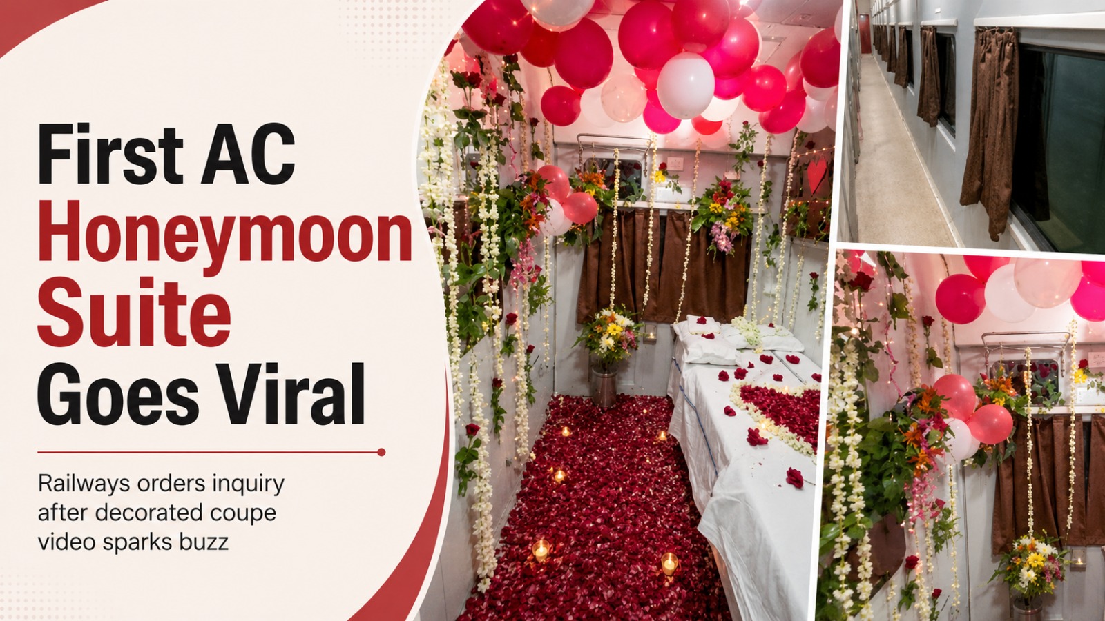 First AC Honeymoon, First AC Honeymoon Suite, Indian Railways, Nandedgram Express, Viral Train Video, Railway Inquiry, Ticket Checker Suspended, Rahat Room Decoration, Jalna Couple, First AC Coupe, Train Decoration