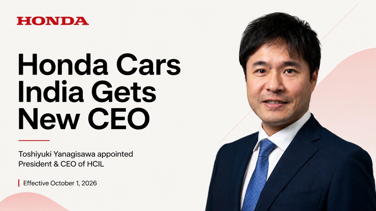Honda, Honda Cars India, Toshiyuki Yanagisawa, Takashi Nakajima, Honda Motor Company, Automotive Industry, India Auto Market, CEO Appointment, Passenger Vehicles, Business News