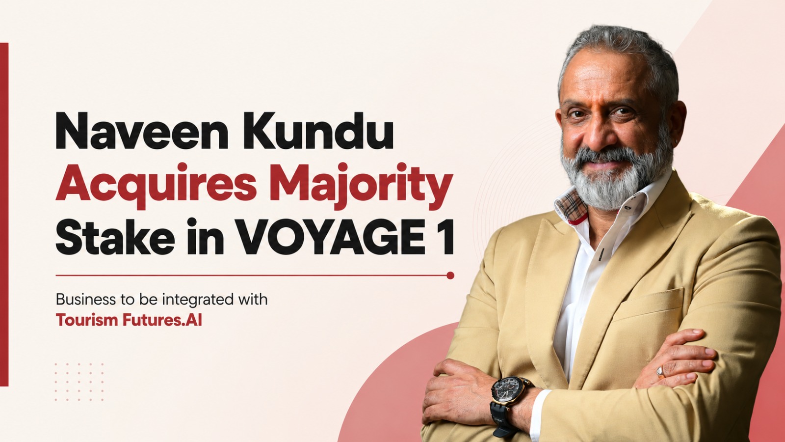 Naveen Kundu, VOYAGE 1, Tourism Futures.AI, travel industry, destination management company, DMC acquisition, Dubai travel business, travel technology, tourism investment, AI in travel, global travel expansion, Vishal Dhansinghani, Lavin Dhansinghani, Amit Kumar
