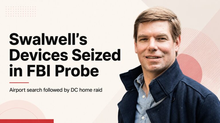 Eric Swalwell, Eric Swalwell FBI probe, FBI investigation, San Francisco Airport, Swalwell devices seized, Eric Swalwell investigation, sexual misconduct allegations, sexual assault allegations, FBI search warrant, Washington DC home search, US politics, Democratic Party, federal investigation, California politics