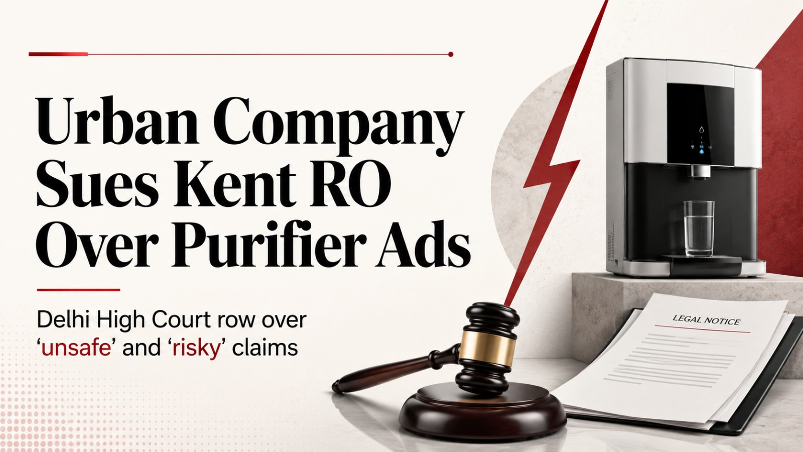 Urban Company, Kent RO, Urban Company Kent RO lawsuit, Native water purifier, Delhi High Court, Kent RO ads, Urban Company Native purifier, water purifier dispute, comparative advertising, defamation suit, disparagement suit, two-year filter life, water purifier industry, corporate legal dispute