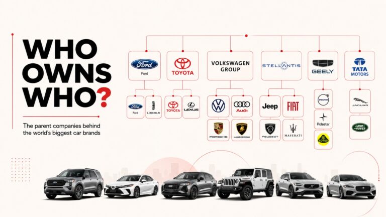 Automotive Industry, Car Brands, Parent Companies, Toyota, Volkswagen Group, Stellantis, Ford, General Motors, Geely, Tata Motors, Mahindra, Hyundai, BMW, Mercedes-Benz, Nissan, BYD