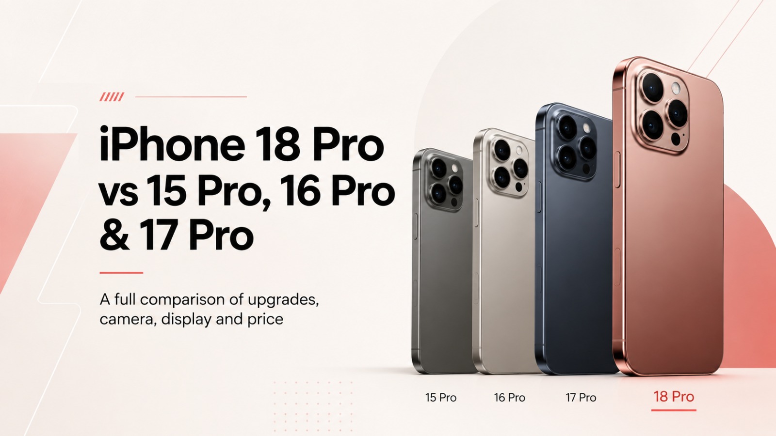 iPhone 18 Pro, iPhone 18 Pro comparison, iPhone 18 Pro vs iPhone 15 Pro, iPhone 18 Pro vs iPhone 16 Pro, iPhone 18 Pro vs iPhone 17 Pro, iPhone 18 Pro specs, iPhone 18 Pro price, iPhone 18 Pro camera, A20 Pro chip, Apple iPhone 18, iPhone 18 Pro Dynamic Island, iPhone 18 Pro battery, iPhone 18 Pro launch, Apple news