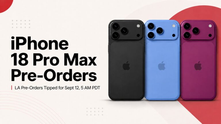 iPhone 18 Pro Max, iPhone 18 Pro Max pre-order, iPhone 18 Pro Max pre-order date, iPhone 18 Pro Max Los Angeles, iPhone 18 Pro Max price, iPhone 18 Pro Max launch date, iPhone 18 Pro Max release date, iPhone 18 Pro Max battery, iPhone 18 Pro Max colours, iPhone 18 Pro Max camera, iPhone 18 Pro Max leaks, iPhone 18 Pro Max 2026, Apple iPhone 18 Pro Max, iPhone 18 Pro Max 5 AM PDT, Apple September 2026 Event