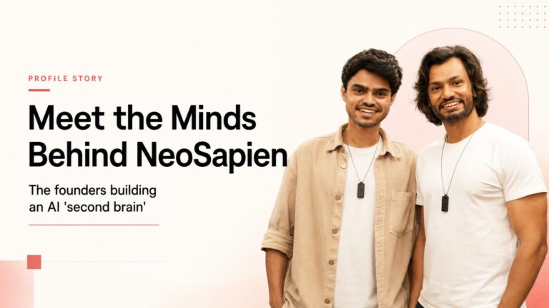 NeoSapien, Neo 1, AI wearable, AI pendant, Patent No. 596075, Indian AI startups, Bengaluru startups, wearable AI, second brain AI, AI hardware, Dhananjay Yadav, Aryan Yadav, NeoSapien US launch, Indian startups, artificial intelligence, wearable technology, startup news