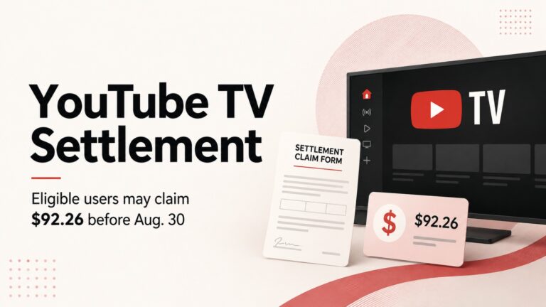 YouTube TV, YouTube TV settlement, YouTube TV class action settlement, Google settlement, YouTube settlement 2026, $92.26 settlement payment, YouTube TV claim deadline, August 30 2026, California subscribers, automatic renewal lawsuit, YouTube TV refund, $7.5 million settlement, class action settlement, Google YouTube lawsuit, YouTube TV subscribers, settlement claim