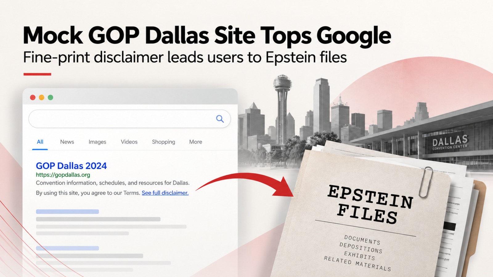 Tags: Republican Party, GOP Dallas 2026, RNC Midterm Convention, Epstein Files, Jeffrey Epstein, Donald Trump, Google Search, Dallas Convention, American Airlines Center, US Politics, Republican National Committee, Ted Lieu