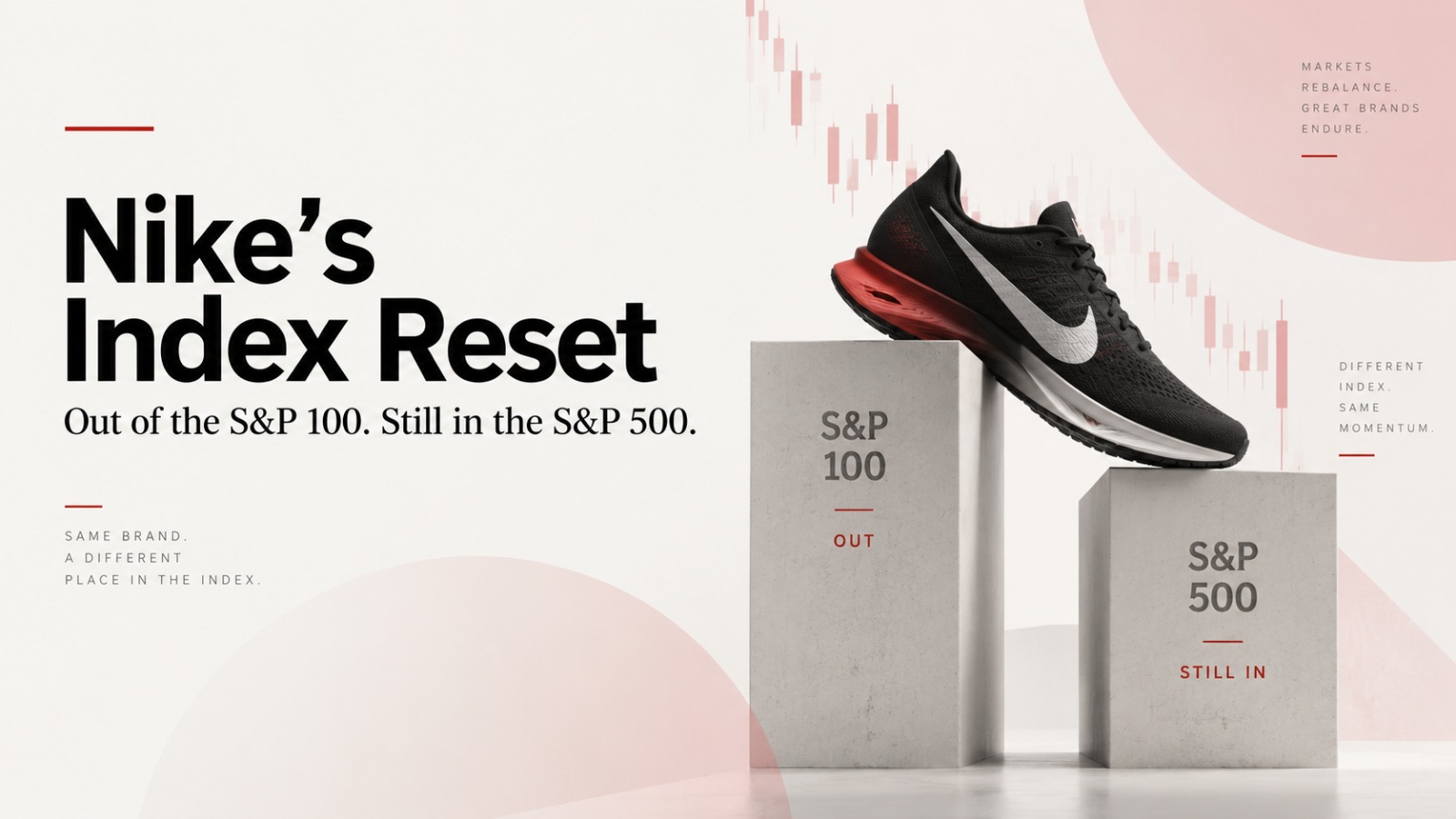 Nike, Nike S&P 100 Exit, Nike S&P 500, Nike Stock, Nike Share Price, S&P 100, S&P 500, Nike Wholesale, Nike Direct, Nike DTC Strategy, Nike Turnaround, Elliott Hill, Sportswear Industry, Nike Market Value, Nike Digital Sales