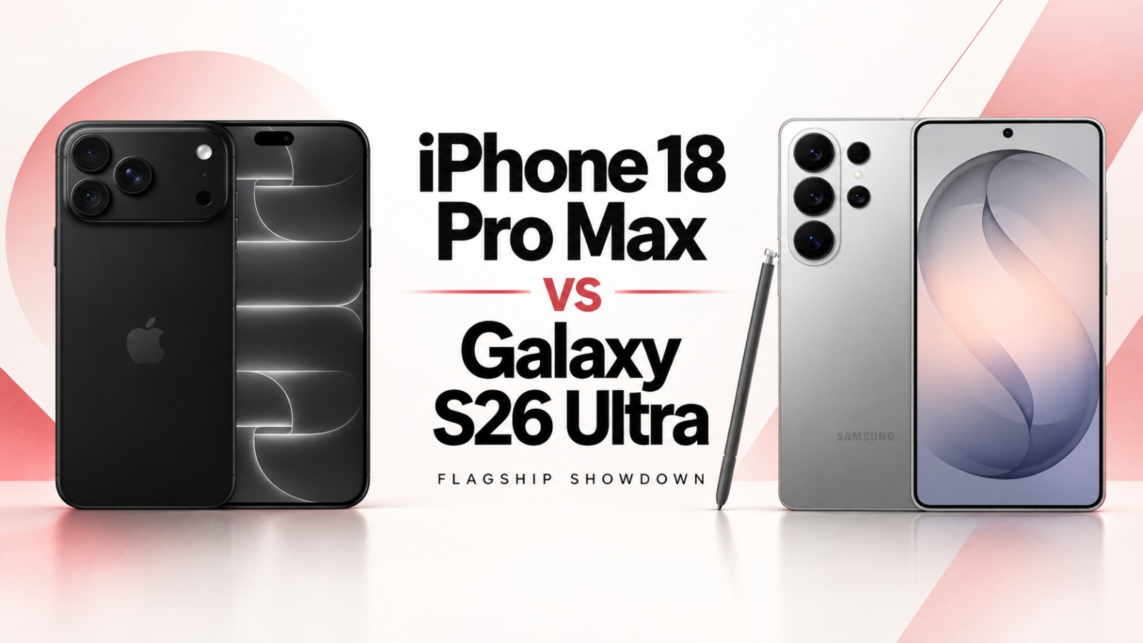 iPhone 18 Pro Max, Samsung Galaxy S26 Ultra, iPhone 18 Pro Max vs Galaxy S26 Ultra, Apple iPhone 18 Pro Max, Galaxy S26 Ultra, iPhone 18 Pro Max comparison, Galaxy S26 Ultra comparison, A20 Pro chip, iPhone 18 Pro Max camera, Galaxy S26 Ultra camera, iPhone 18 Pro Max display, Galaxy S26 Ultra display, Samsung S Pen, flagship smartphone comparison, Apple vs Samsung