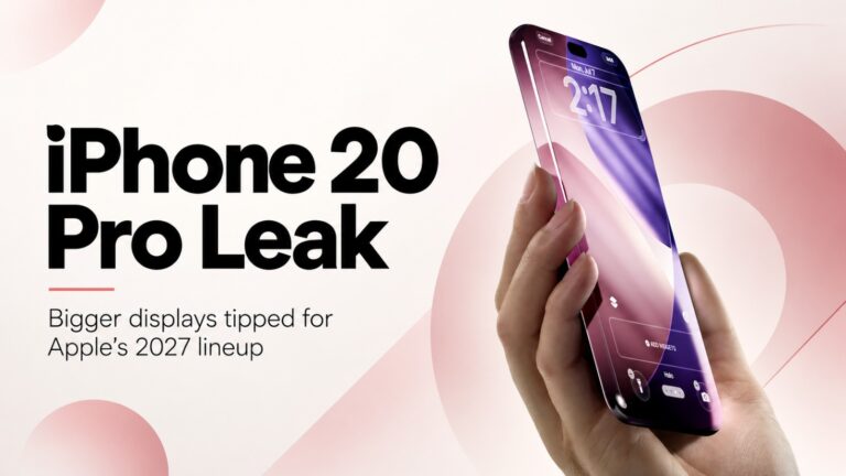 iPhone 20 Pro, iPhone 20 Pro Max, iPhone 20, Apple iPhone 2027, iPhone 20 display, iPhone 20 Pro display size, iPhone 20 Pro Max 7 inch, Apple 20th anniversary iPhone, Digital Chat Station, Apple leaks, iPhone rumors, iPhone 2027, Apple display technology