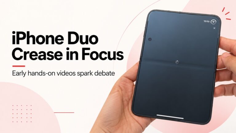 iPhone Duo, iPhone Duo crease, Apple foldable iPhone, iPhone foldable display, Apple iPhone Duo, iPhone Duo hands-on, iPhone Duo display crease, Apple foldable phone, iPhone Duo nano-texture display, foldable iPhone crease, Galaxy Z Fold 8, Apple foldable display, iPhone Duo screen, iPhone Duo news, Apple News