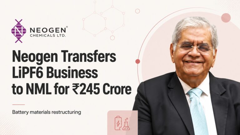 Neogen Chemicals, Neogen Ionics, Neogen Morita New Materials, LiPF6, Lithium Electrolyte Salt, Battery Materials, Specialty Chemicals, ₹245 Crore Deal, Business Transfer Agreement, EV Battery Materials, Lithium Ion Batteries, Corporate Restructuring