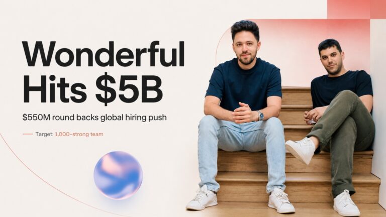 Wonderful, Wonderful AI, AI startup, artificial intelligence, Series C funding, $550 million funding, $5 billion valuation, Insight Partners, Salesforce, Index Ventures, IVP, Vine Ventures, 9Yards, Bessemer Venture Partners, Bar Winkler, Roey Lalazar, enterprise AI, AI funding, startup funding, venture capital, technology news