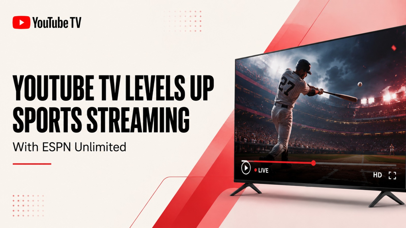 YouTube TV, ESPN Unlimited, ESPN, Live Sports, Sports Streaming, YouTube, NCAA College Football, NHL, PGA Tour, WWE, LALIGA