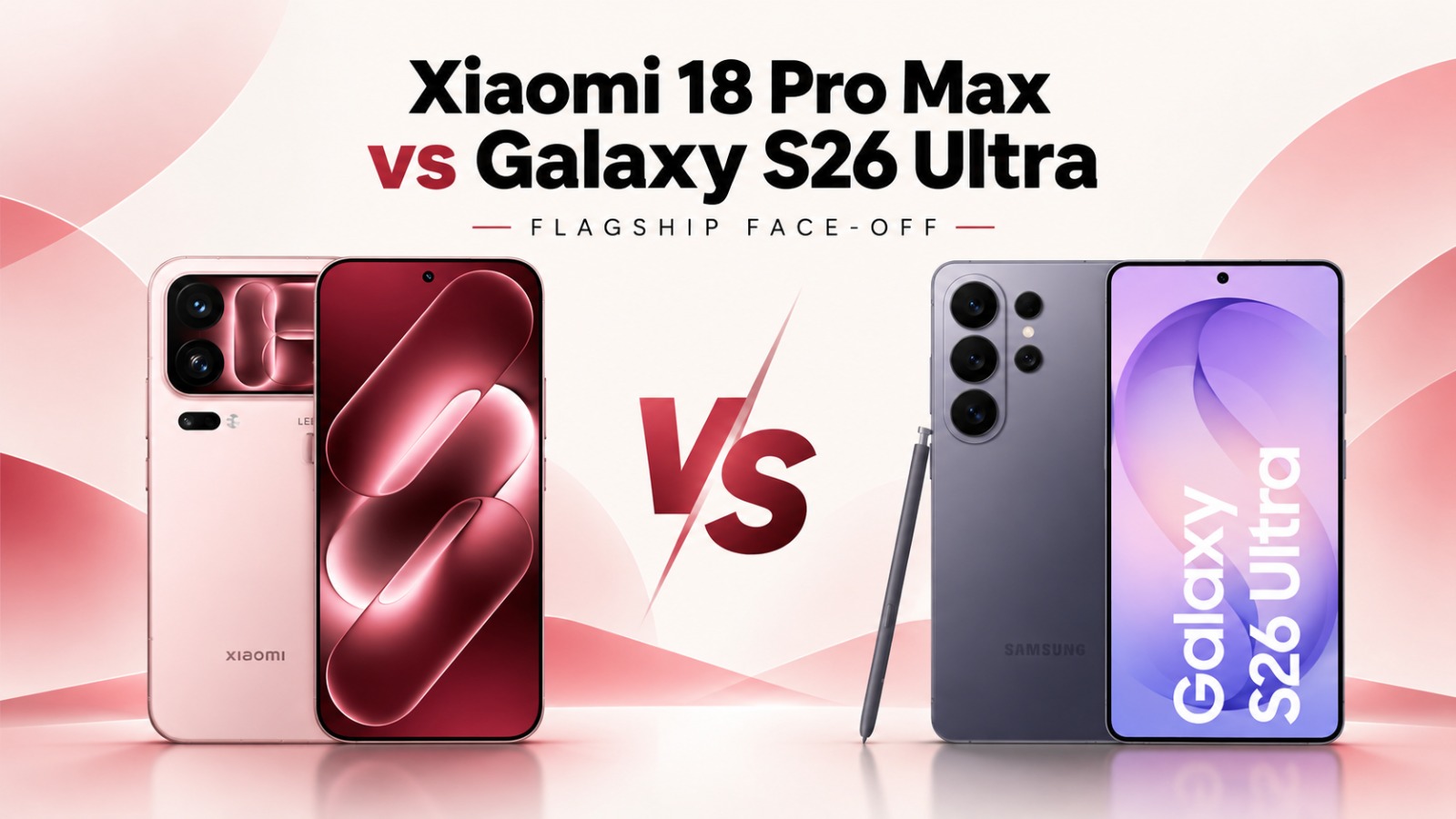 Xiaomi 18 Pro Max, Samsung Galaxy S26 Ultra, Xiaomi 18 Pro Max vs Galaxy S26 Ultra, Xiaomi 18 Pro Max specifications, Samsung Galaxy S26 Ultra specifications, Xiaomi vs Samsung, flagship smartphone comparison, Xiaomi 18 Pro Max rear display, Samsung Galaxy S26 Ultra S Pen, Xiaomi 18 Pro Max battery, Galaxy S26 Ultra design, Xiaomi 18 Pro Max AI features, best flagship smartphones 2026, Android flagship phones, smartphone comparison 2026