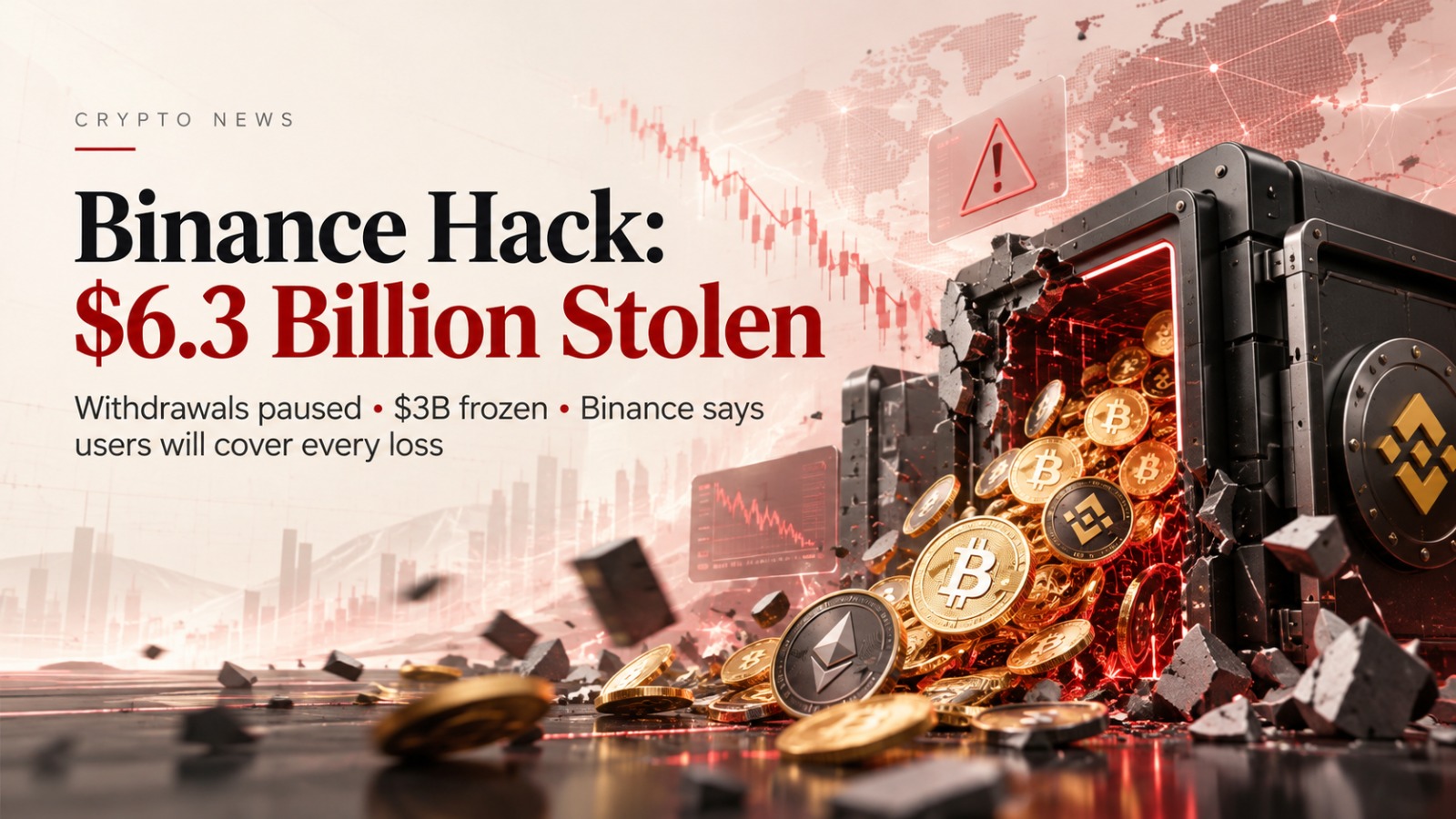 Binance, Binance Hack, Binance $6.3 Billion Hack, Biggest Crypto Heist, Binance Withdrawal Suspension, Binance Crypto Theft, Binance User Funds, Binance SAFU Fund, North Korean Hackers, Lazarus Group, TraderTraitor, Crypto Hack 2026, Binance Security Breach, Richard Teng, Bitcoin News, Cryptocurrency News, Crypto Exchange Hack
