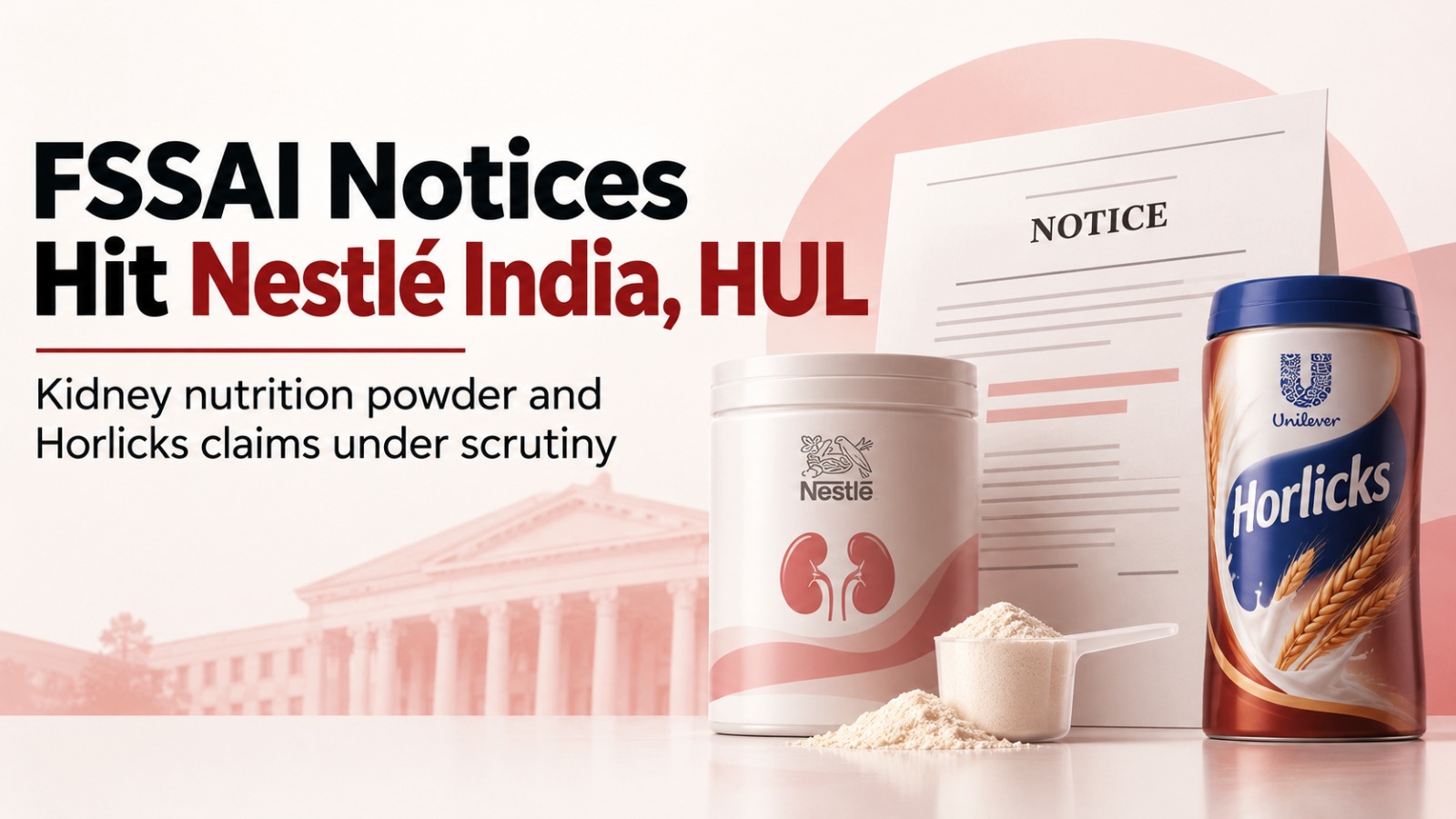 Nestle India, Hindustan Unilever, HUL, FSSAI notice, Horlicks Mother's Plus, Horlicks Women's Plus, Nestle Resource Renal, food safety regulations, misleading health claims, FMCG news India, nutrition product regulations